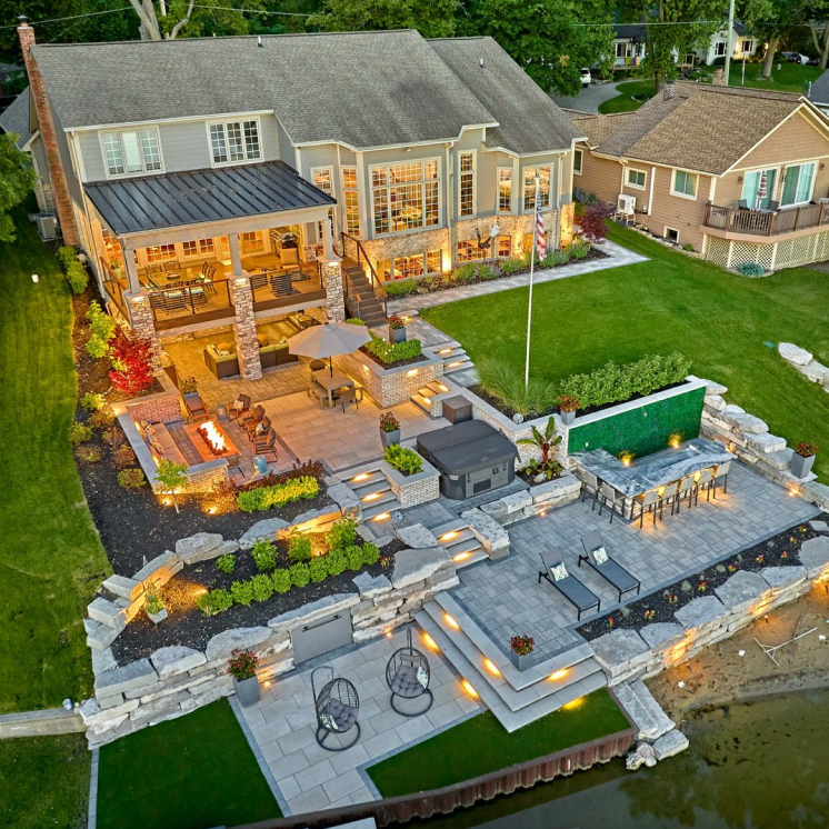 Finished stone patio and planting project