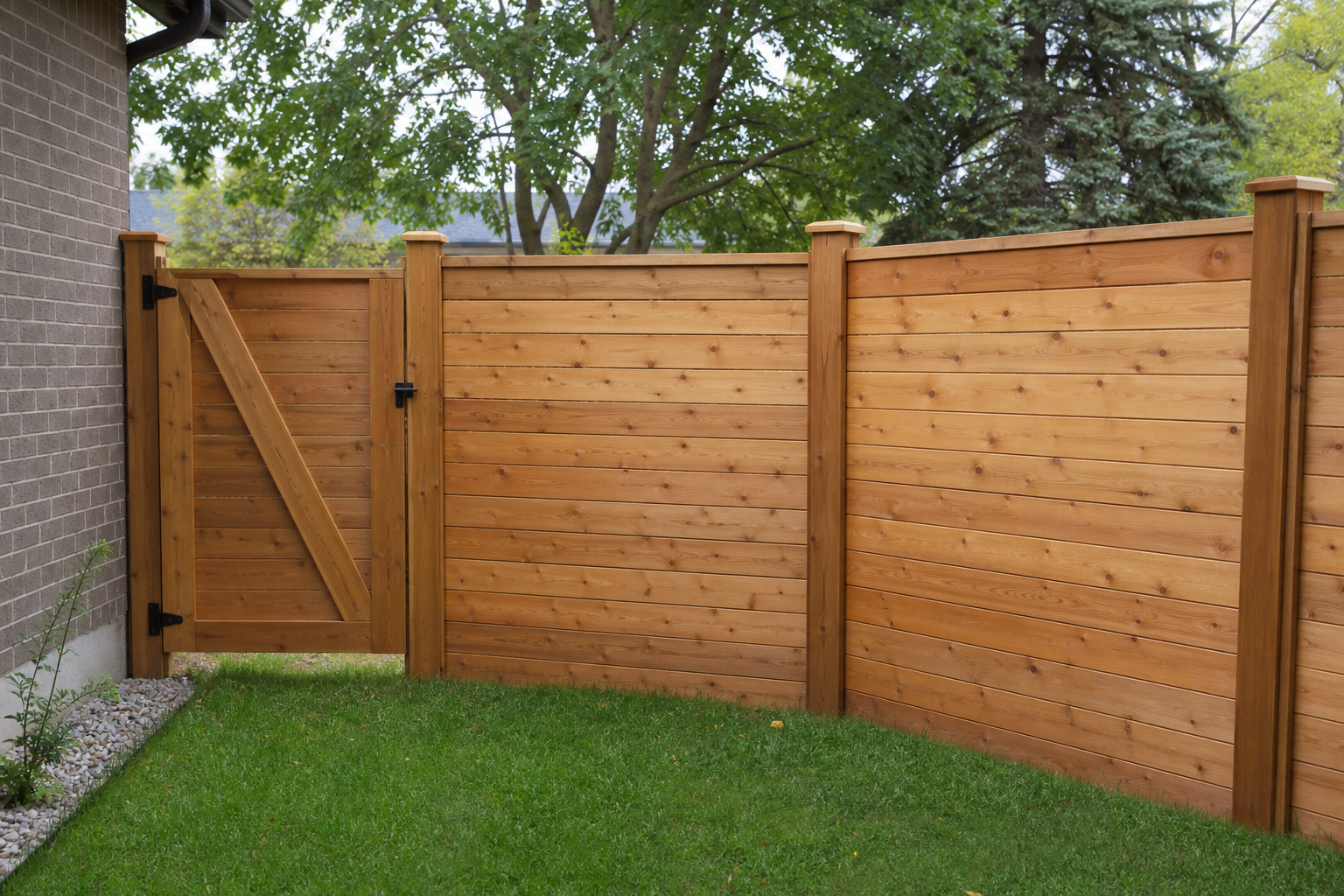 New cedar privacy fence and gate