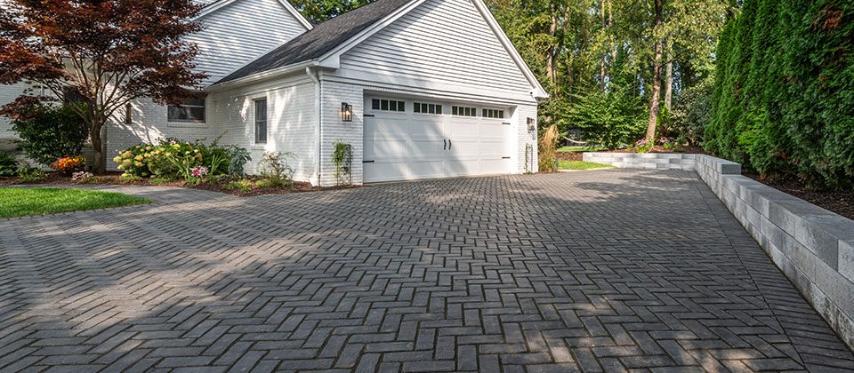 Completed interlock stone driveway